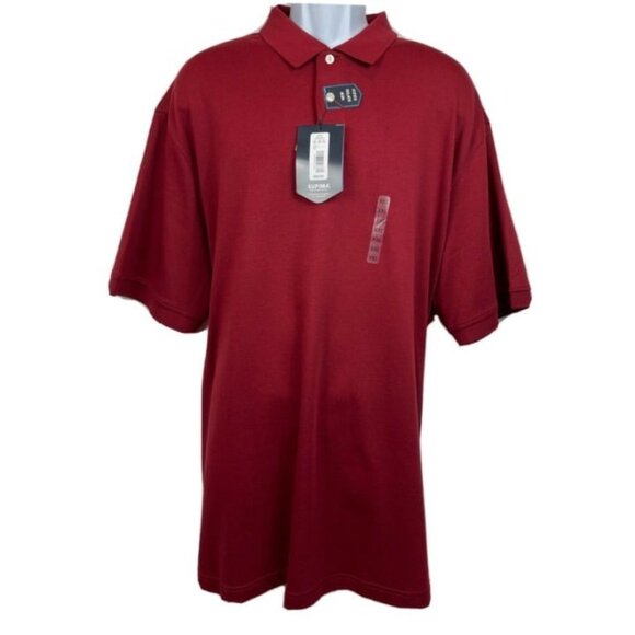New Roundtree & Yorke Silky Collection Men's Burgundy Short Slv Polo Shirt XXL - Picture 3 of 7